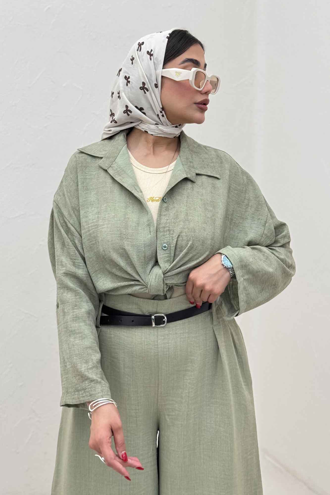 شومیز پرینتی گره ای آستین پاگن کد 1