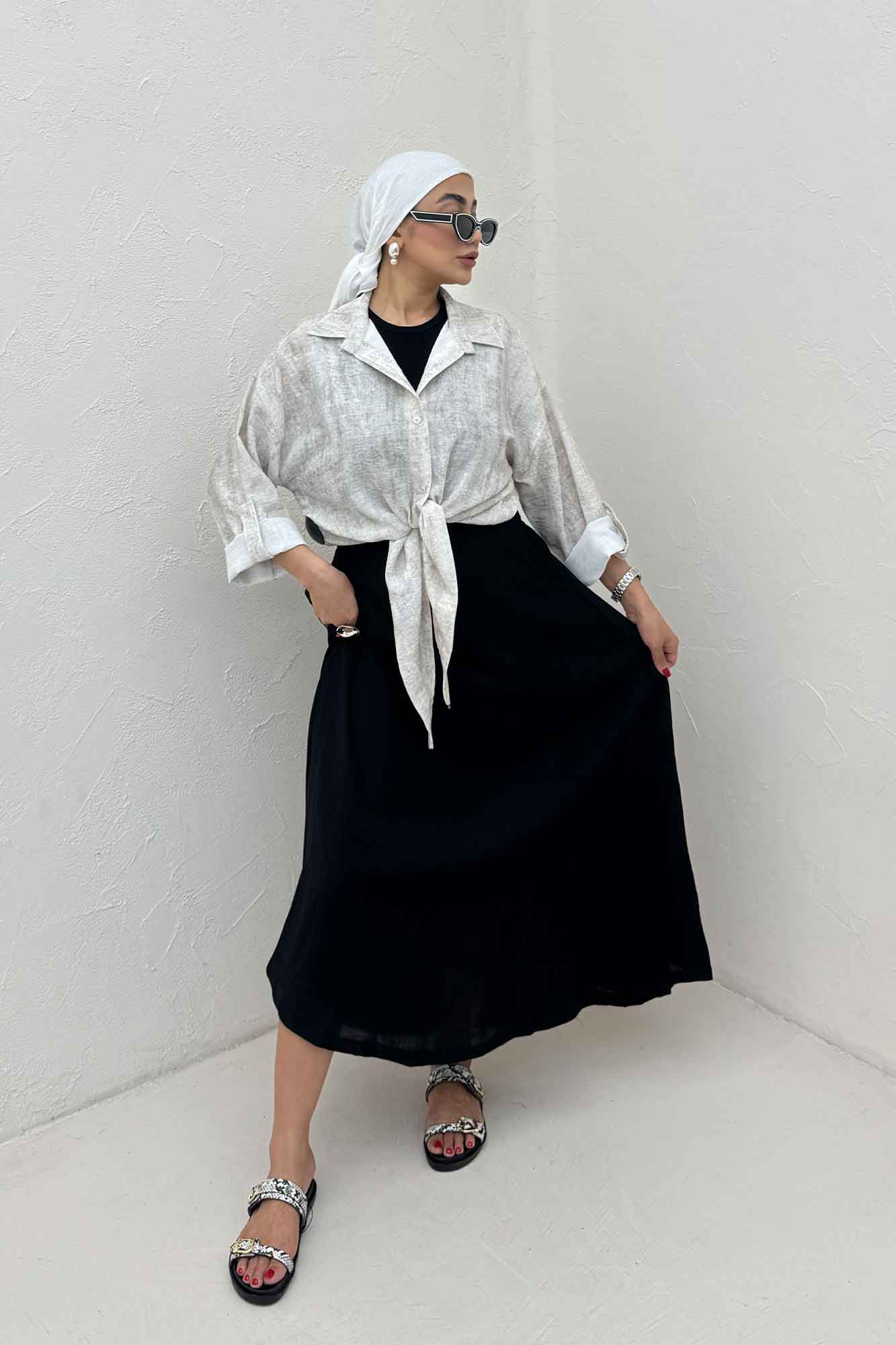 شومیز پرینتی گره ای آستین پاگن کد 1