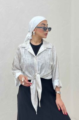 شومیز پرینتی گره ای آستین پاگن کد 1