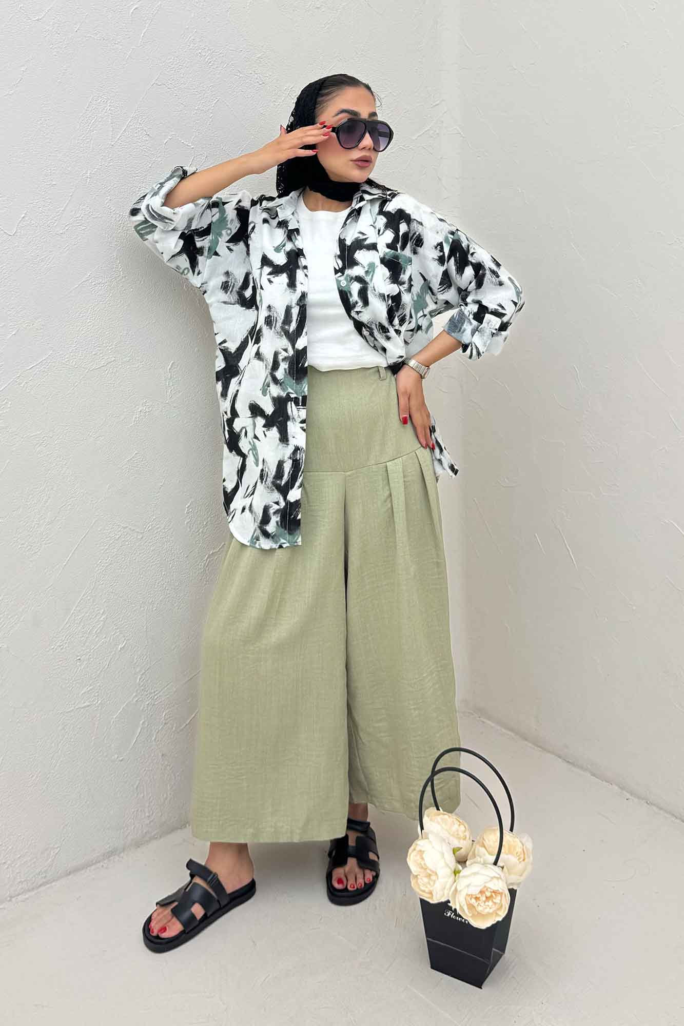 مانتو لینن اسلپ تک جیب پاگن کد 4