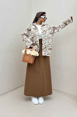 شومیز مانتویی لینن اسلپ مچ دار کد 3