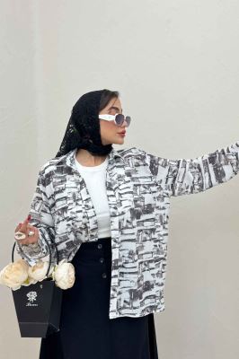 شومیز مانتویی لینن اسلپ مچ دار کد 3