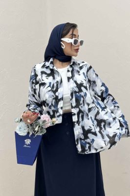 شومیز مانتویی لینن اسلپ مچ دار کد 4