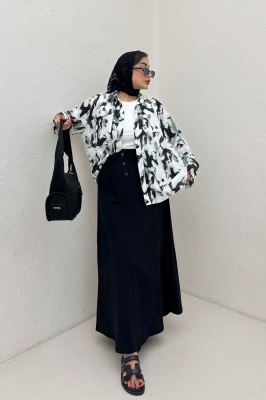 شومیز مانتویی لینن اسلپ مچ دار کد 4