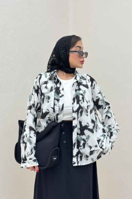 شومیز مانتویی لینن اسلپ مچ دار کد 4