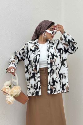 شومیز مانتویی لینن اسلپ مچ دار کد 4