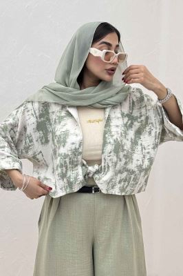 شومیز گره ای پرینتی تک جیب کد 3