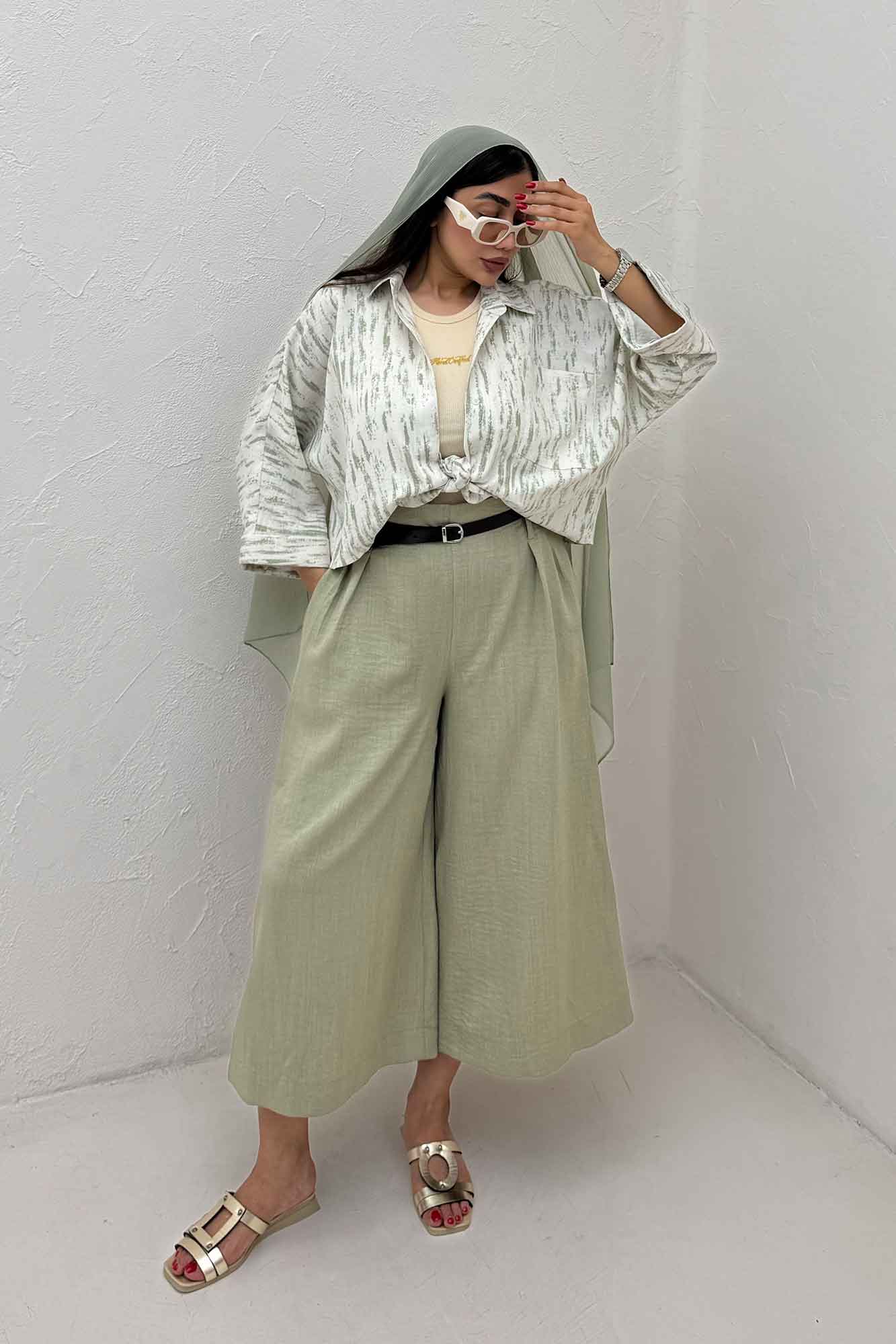 شومیز گره ای پرینتی تک جیب کد 5