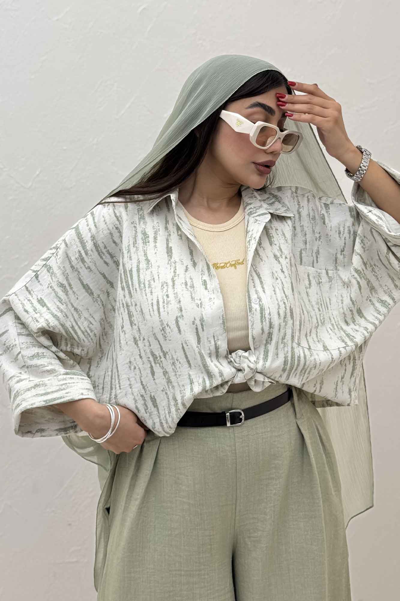 شومیز گره ای پرینتی تک جیب کد 5