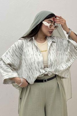 شومیز گره ای پرینتی تک جیب کد 5