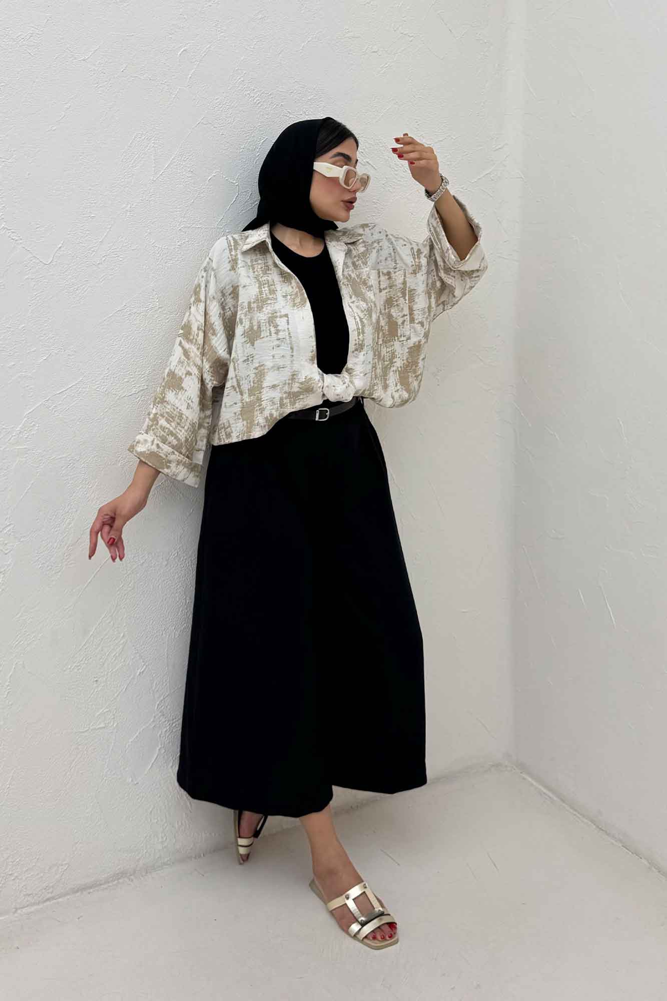 شومیز گره ای پرینتی تک جیب کد 3