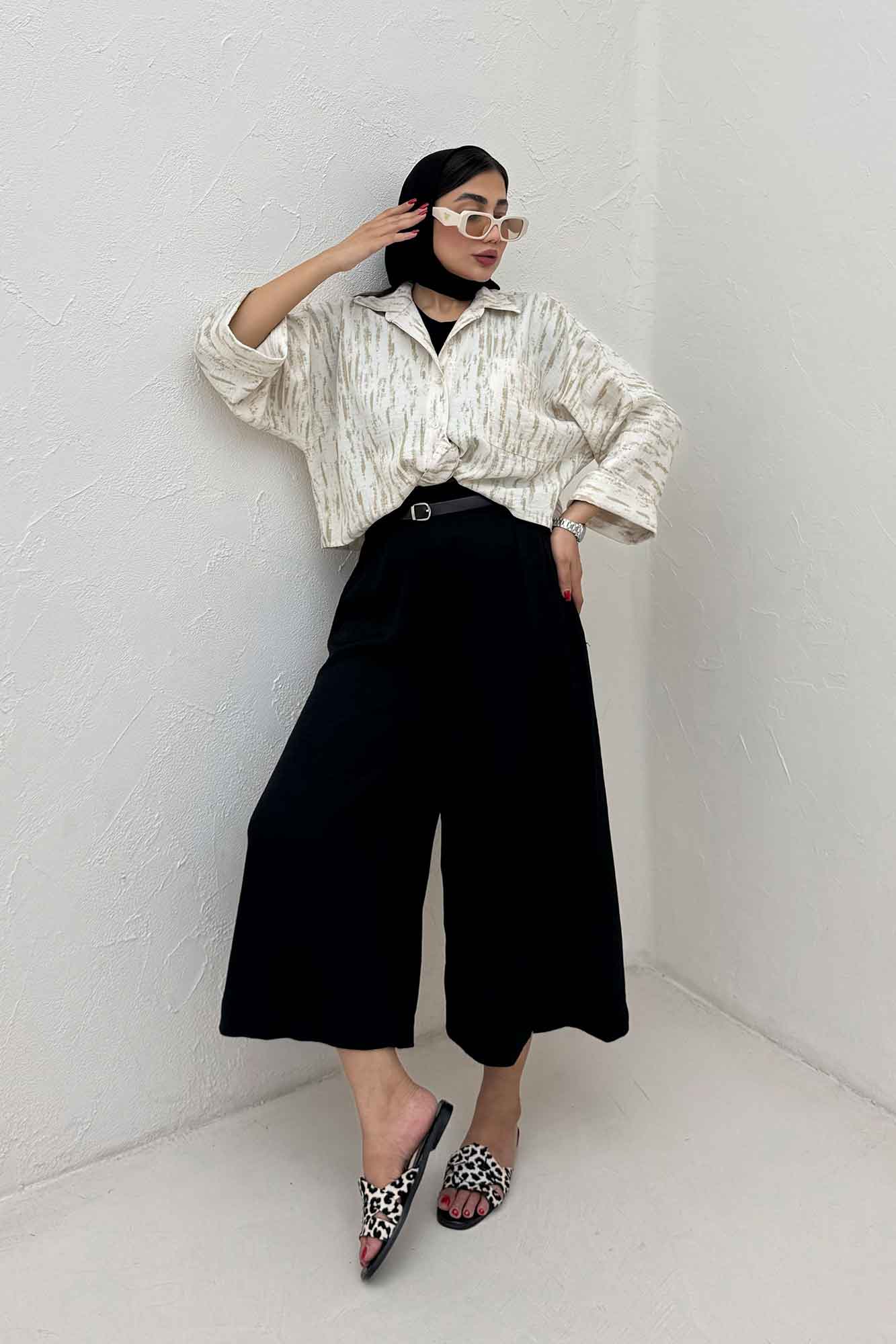 شومیز گره ای پرینتی تک جیب کد 5