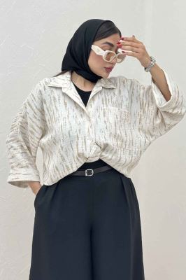 شومیز گره ای پرینتی تک جیب کد 5