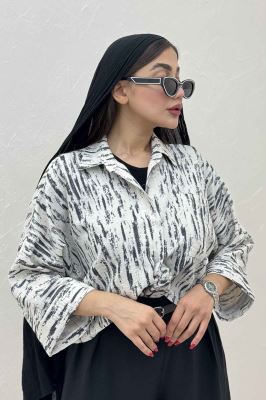 شومیز گره ای پرینتی تک جیب کد 5