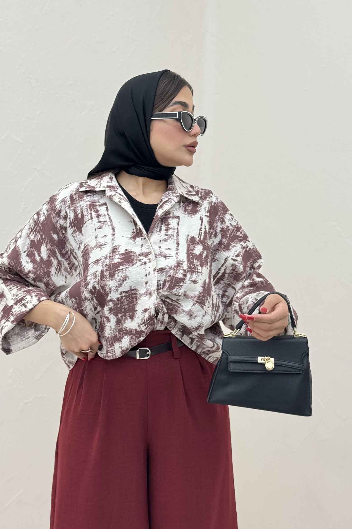 شومیز گره ای پرینتی تک جیب کد 3