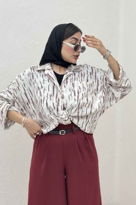 شومیز گره ای پرینتی تک جیب کد 5