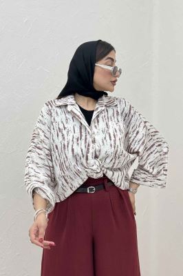 شومیز گره ای پرینتی تک جیب کد 5