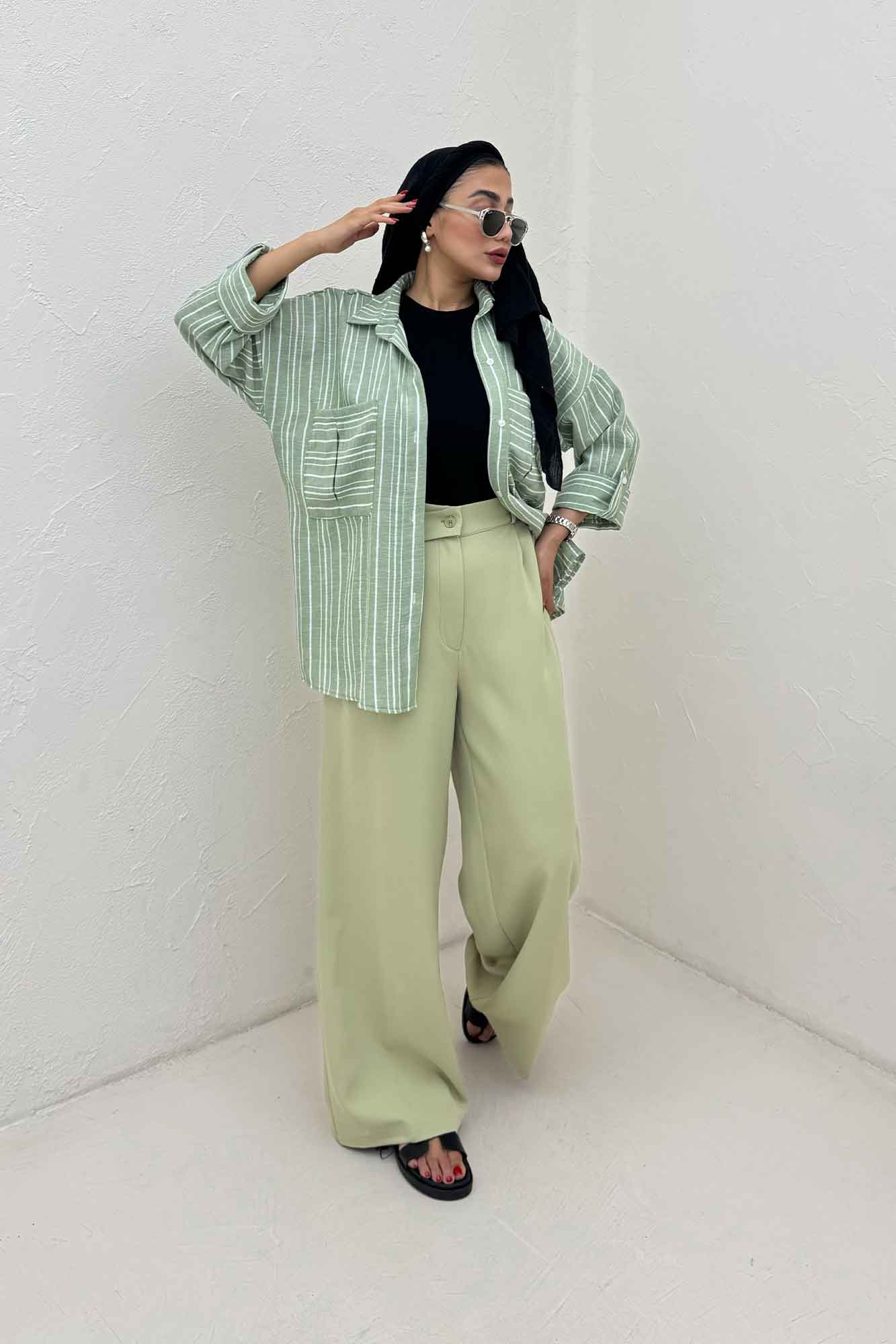 شومیز مانتویی لینن زارا دو جیب 