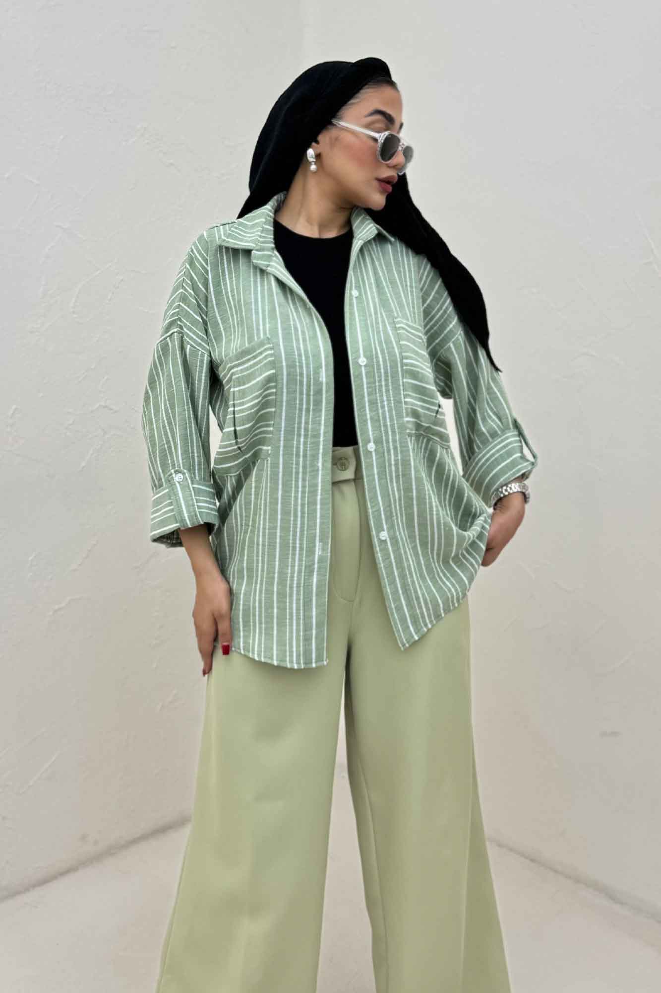 شومیز مانتویی لینن زارا دو جیب 