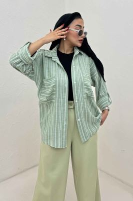 شومیز مانتویی لینن زارا دو جیب 