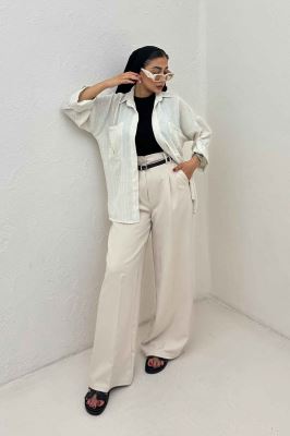 شومیز مانتویی لینن زارا دو جیب 