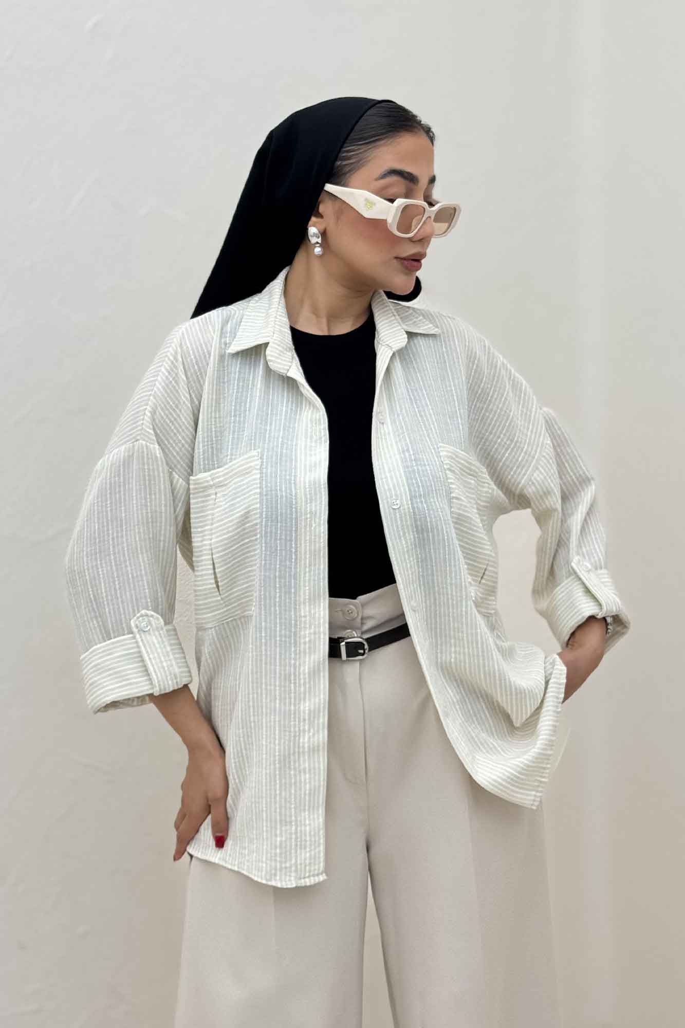 شومیز مانتویی لینن زارا دو جیب 