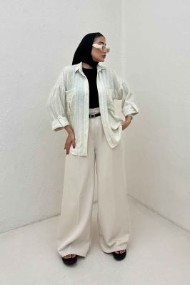 شومیز مانتویی لینن زارا دو جیب 