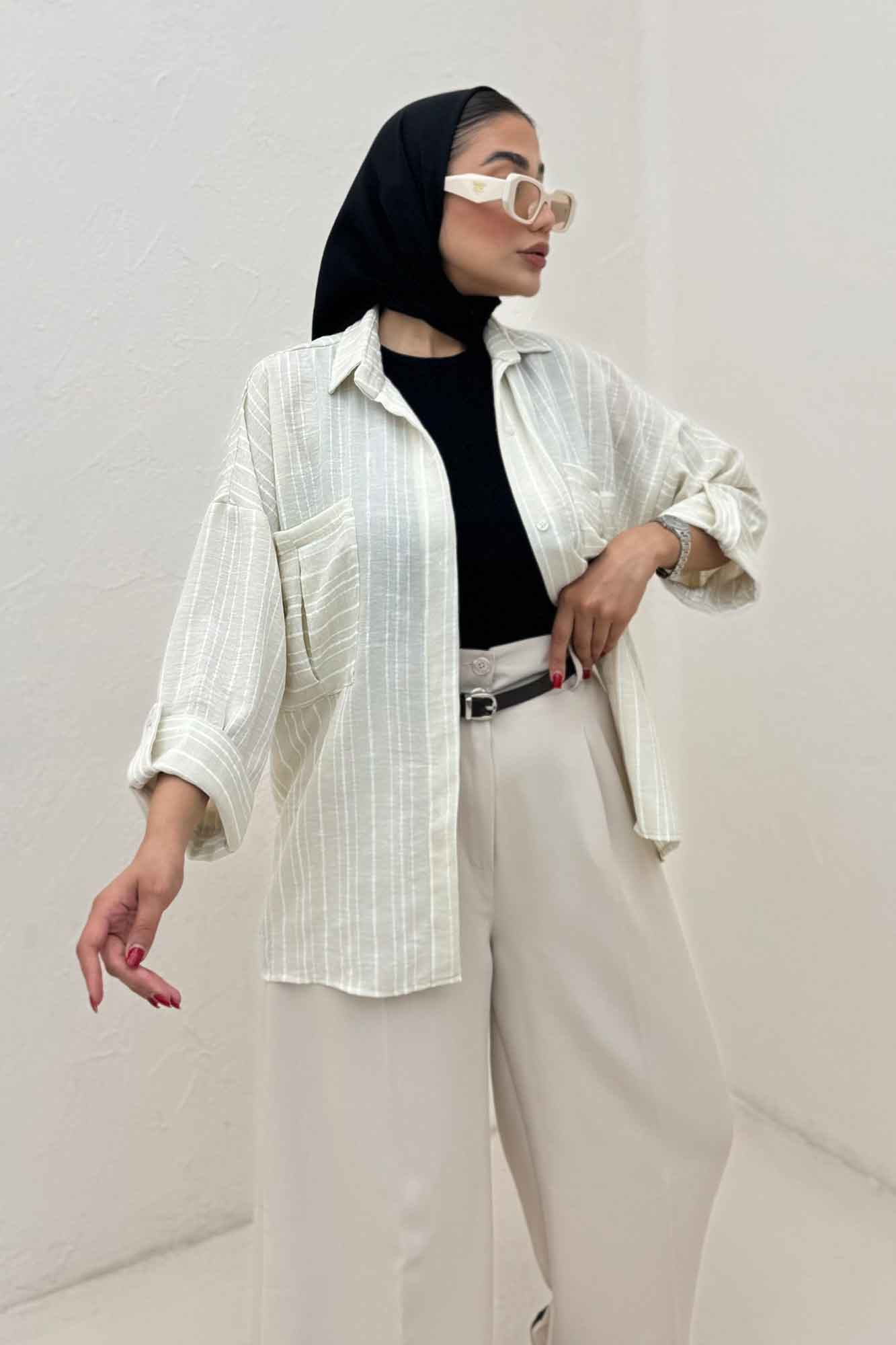 شومیز مانتویی لینن زارا دو جیب 