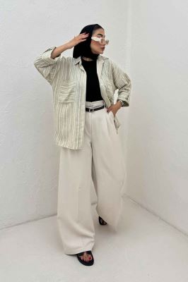 شومیز مانتویی لینن زارا دو جیب 