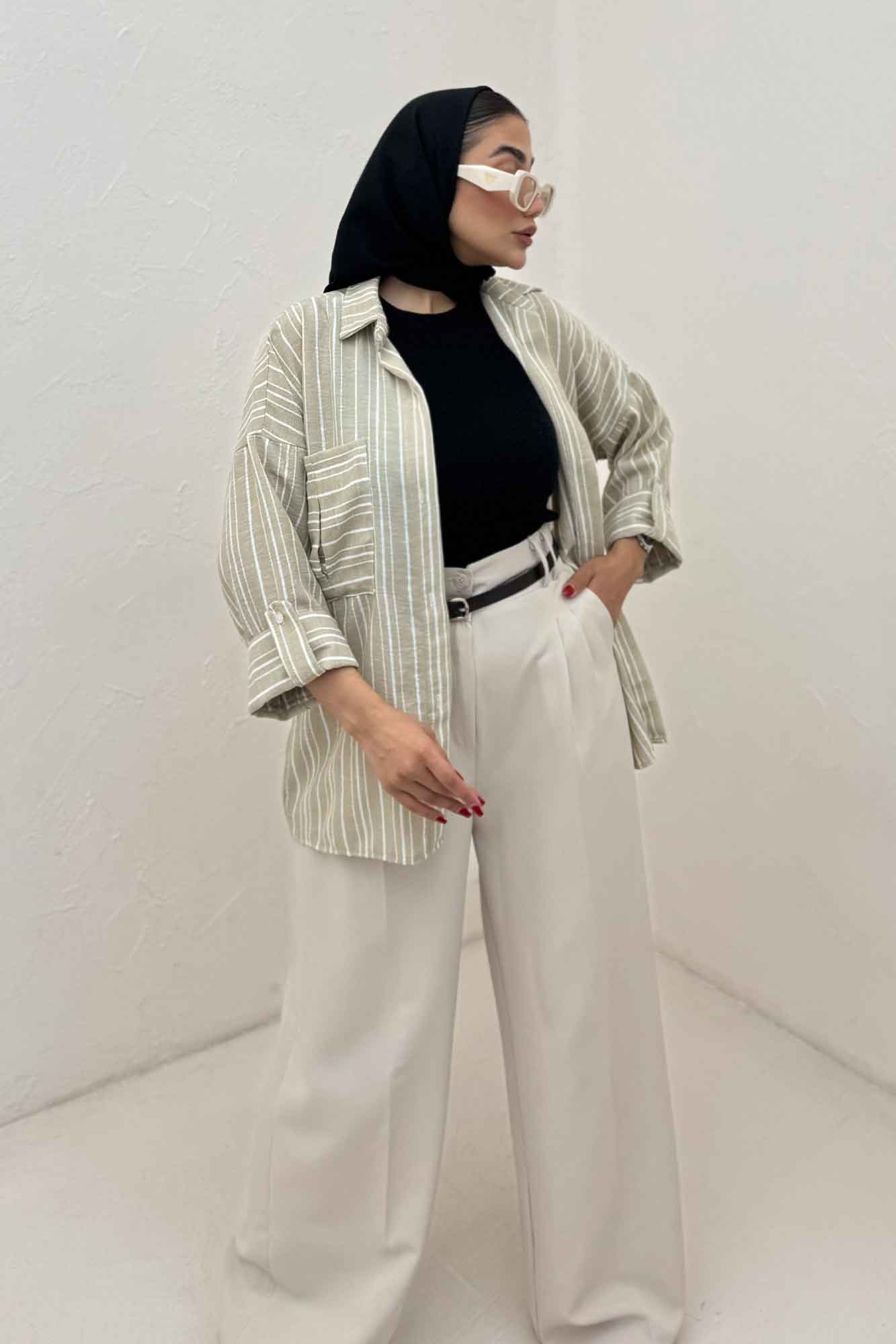 شومیز مانتویی لینن زارا دو جیب 