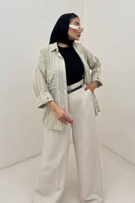 شومیز مانتویی لینن زارا دو جیب 