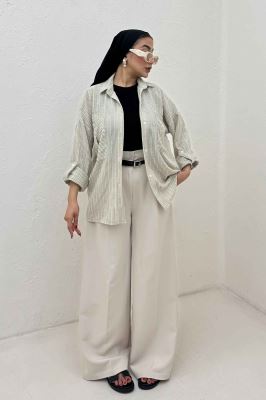 شومیز مانتویی لینن زارا دو جیب 