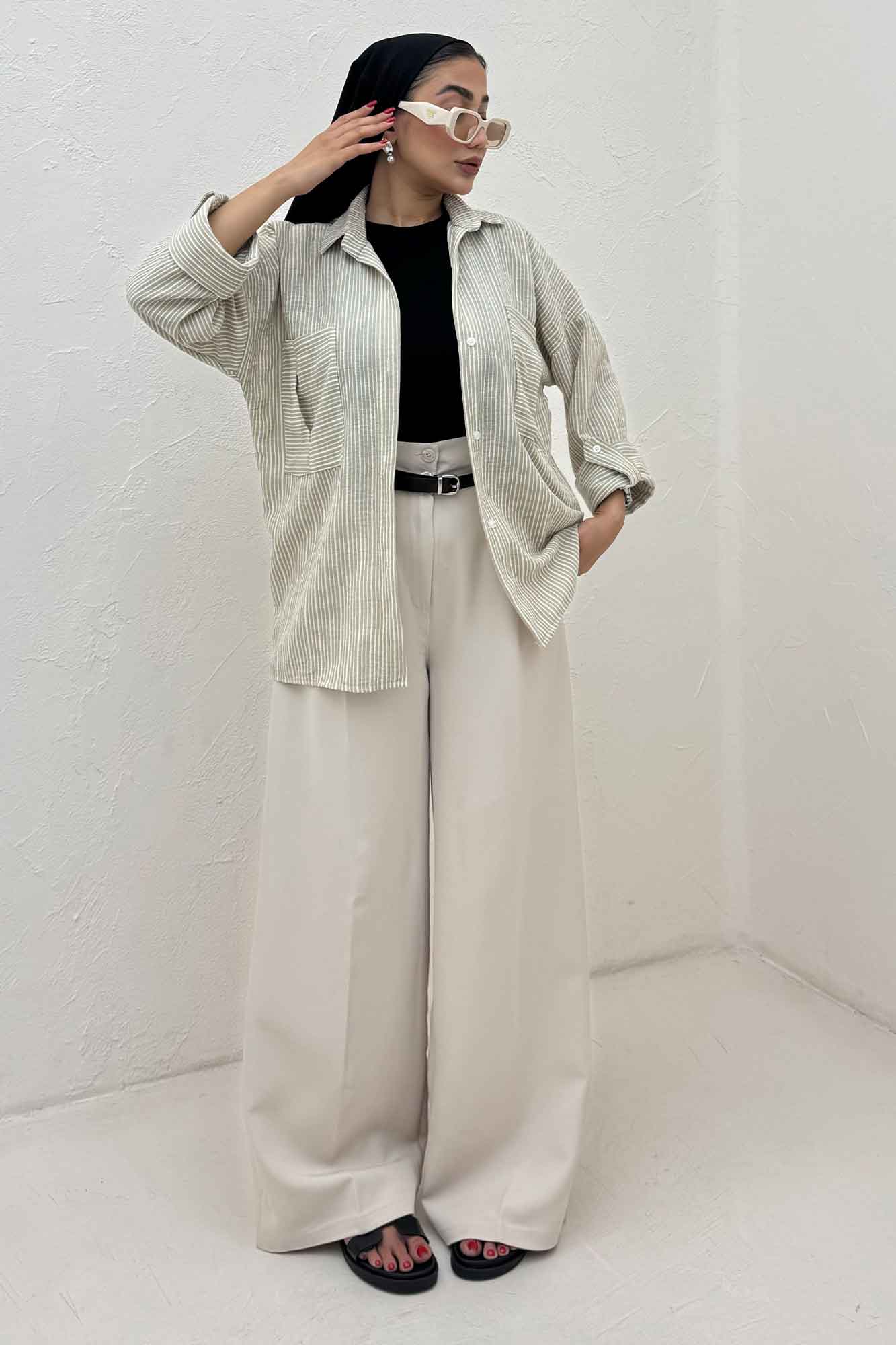 شومیز مانتویی لینن زارا دو جیب 