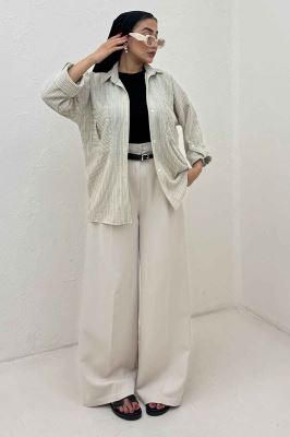 شومیز مانتویی لینن زارا دو جیب 