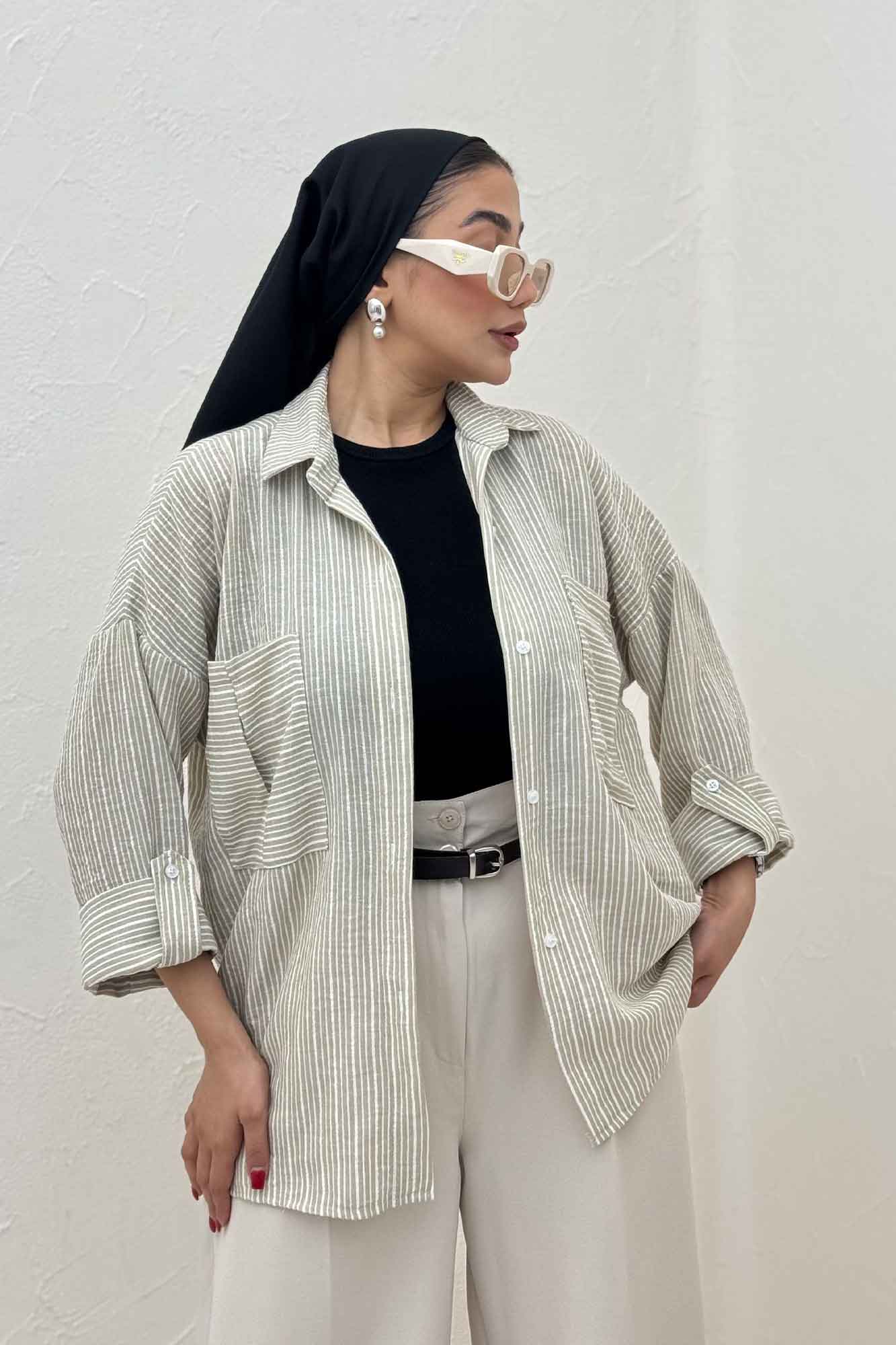 شومیز مانتویی لینن زارا دو جیب 