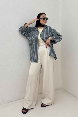 شومیز مانتویی لینن زارا دو جیب 