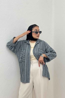 شومیز مانتویی لینن زارا دو جیب 