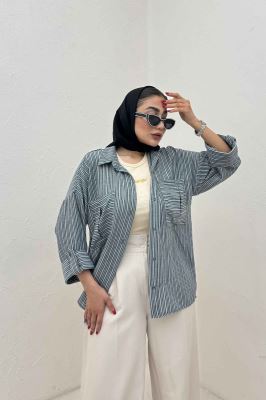 شومیز مانتویی لینن زارا دو جیب 