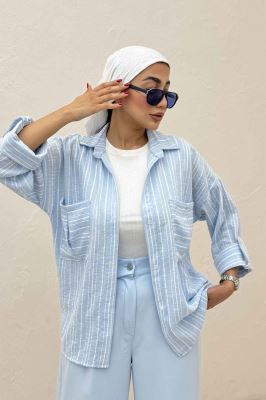 شومیز مانتویی لینن زارا دو جیب 