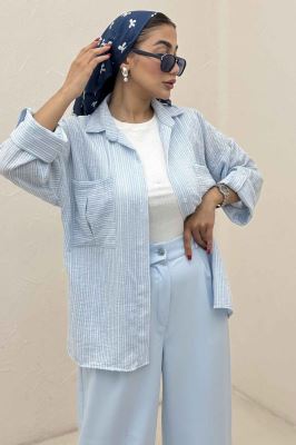 شومیز مانتویی لینن زارا دو جیب 