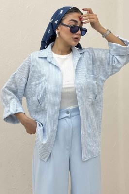 شومیز مانتویی لینن زارا دو جیب 