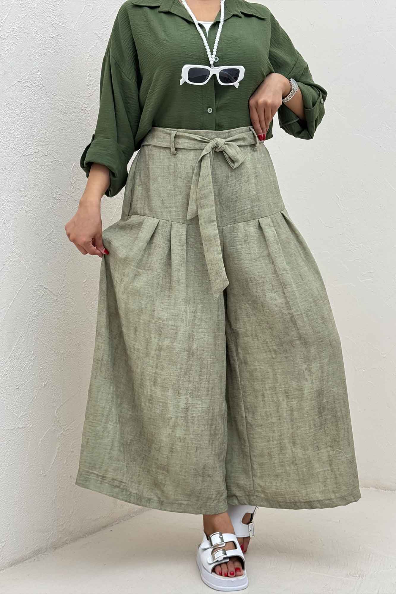 دامن شلواری پرینتی کمربنددار