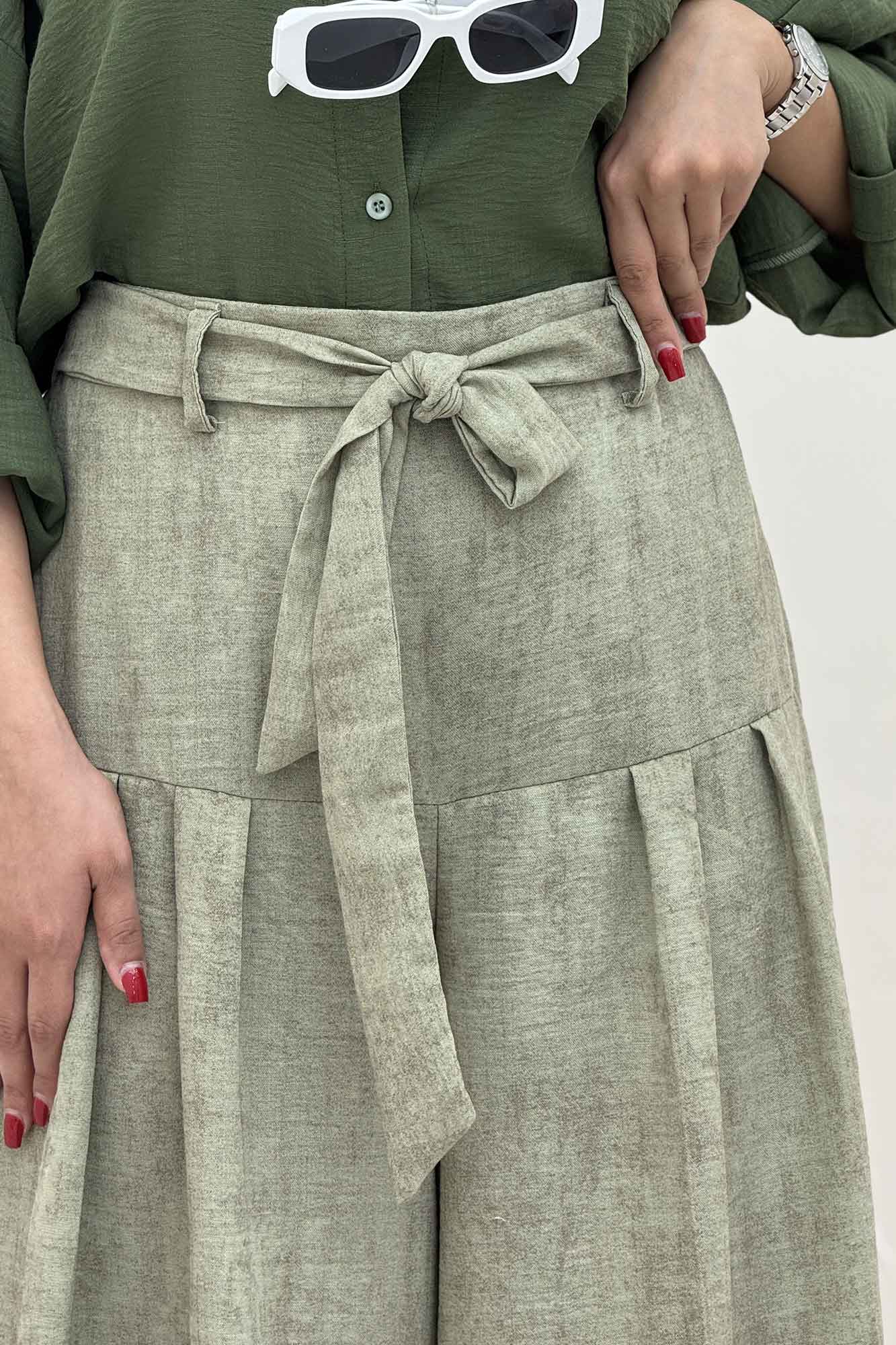 دامن شلواری پرینتی کمربنددار