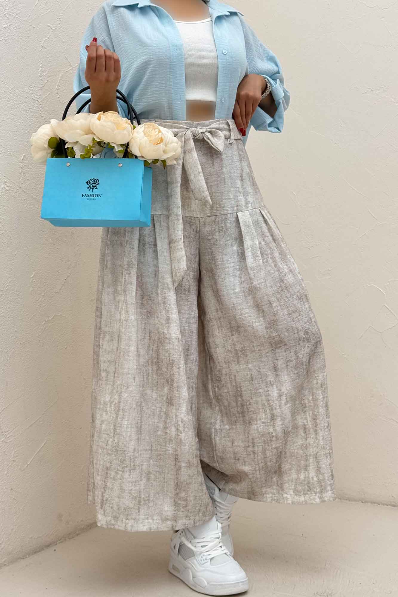 دامن شلواری پرینتی کمربنددار