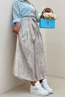 دامن شلواری پرینتی کمربنددار