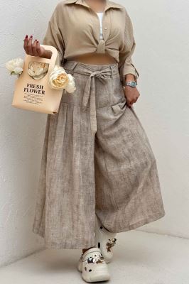 دامن شلواری پرینتی کمربنددار