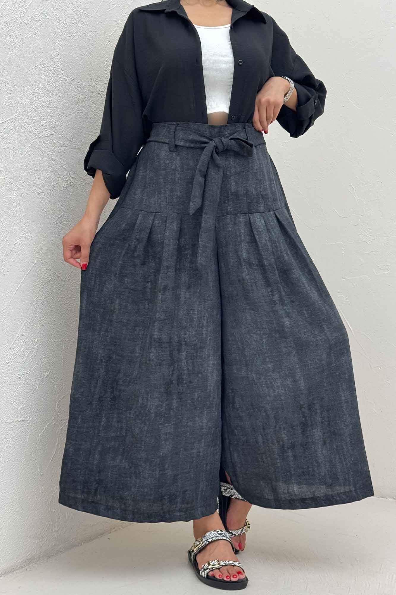 دامن شلواری پرینتی کمربنددار