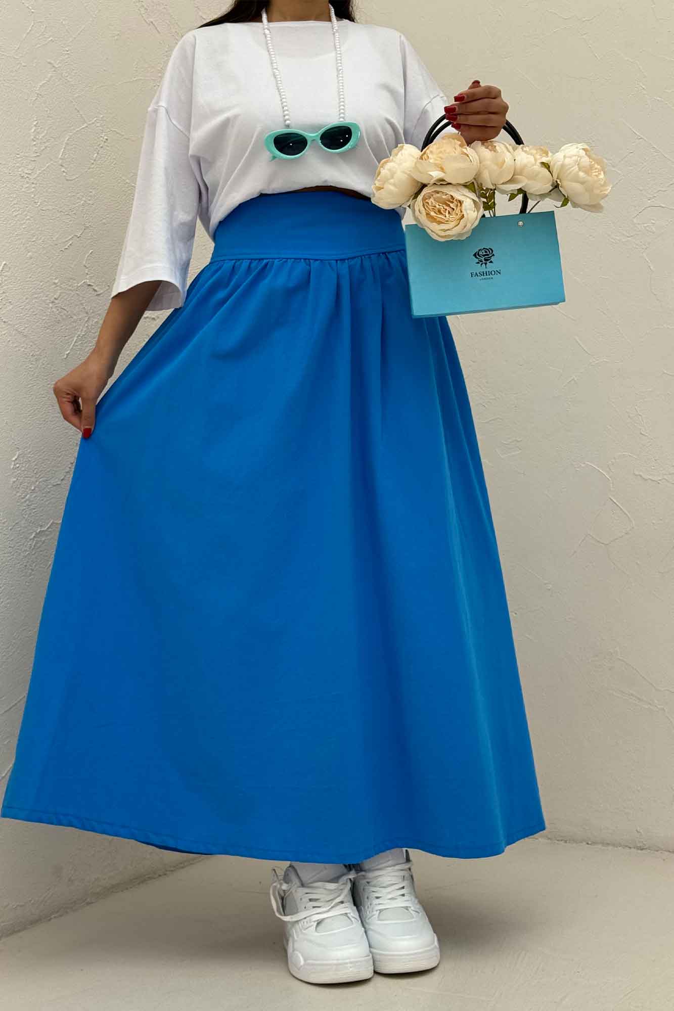 دامن بلند لینن کمر پهن 