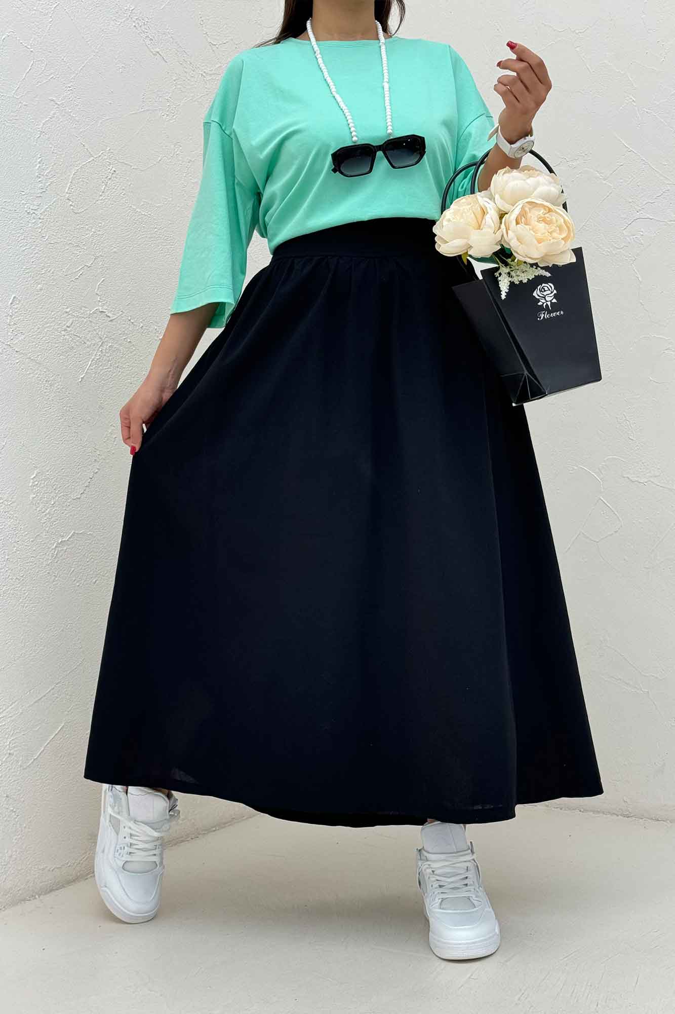 دامن بلند لینن کمر پهن 