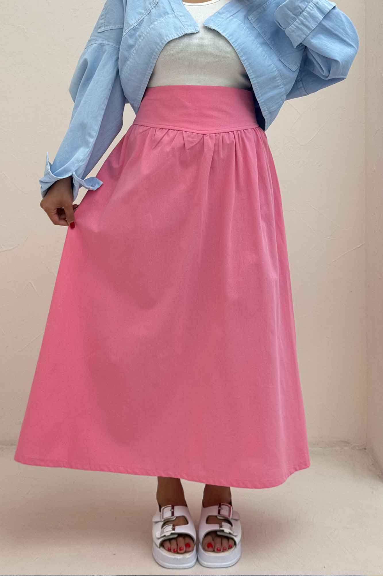 دامن بلند لینن کمر پهن 